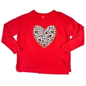 Time & True Tee 3XL Glitter Outline Leopard Print Heart Graphic Novelty Shirt